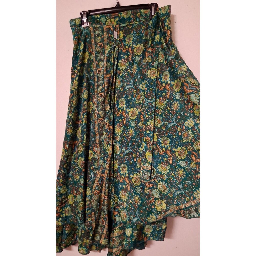 Gardenbelle Shop Women's Silk Blend Floral Skirt Sarong Wrap Spring Green